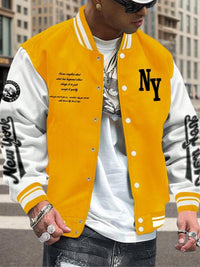 Men's College Style Baseball Jacket - Y2K Street Fashion, Long Sleeve Casual Fitted Jacket for Fall & Winter 2025