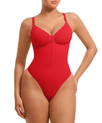 Seamless Peach Heart Collar Bodysuit - Comfortable Shapewear Jumpsuit with Zipper for Women