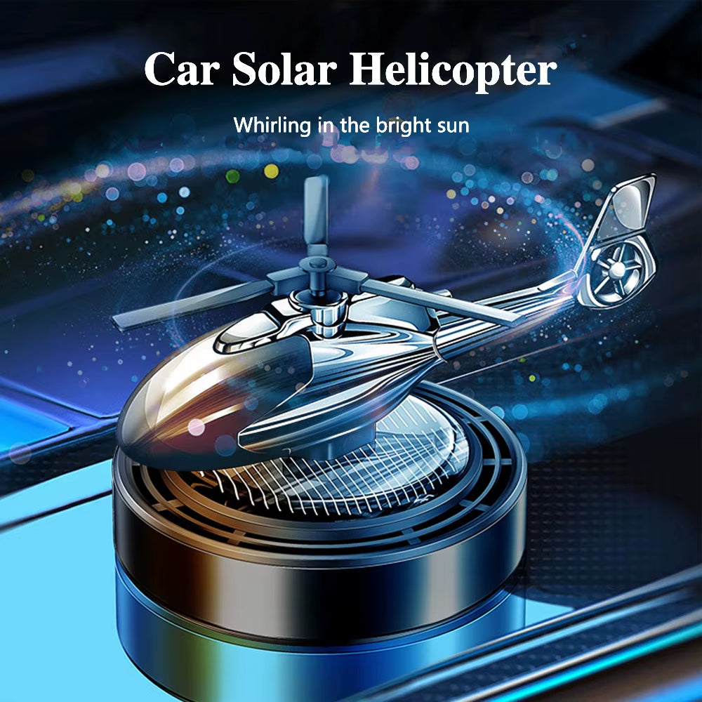 Solar-Powered Helicopter Propeller Car Air Freshener - Rotating Perfume Diffuser & Interior Accessory