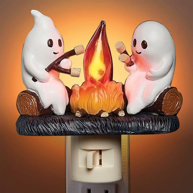 Flickering Flame 3D Ghost Nightlight - Spooky Candle Atmosphere Decor & Perfect Halloween Gift for Kids