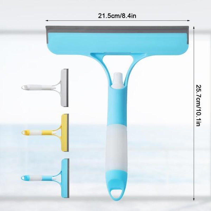 Versatile 3-in-1 Window Cleaning Tool: Sprayer, Squeegee & Scrubber for Sparkling Clean Surfaces – Perfect for Home, Car, and Shower Glass – Blue, White, Yellow