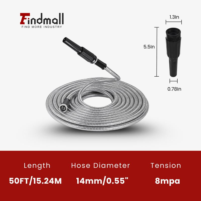 Premium Stainless Steel Flexible Garden Water Hose with Nozzle - Choose Your Length (25/50/75/100FT) for Him!