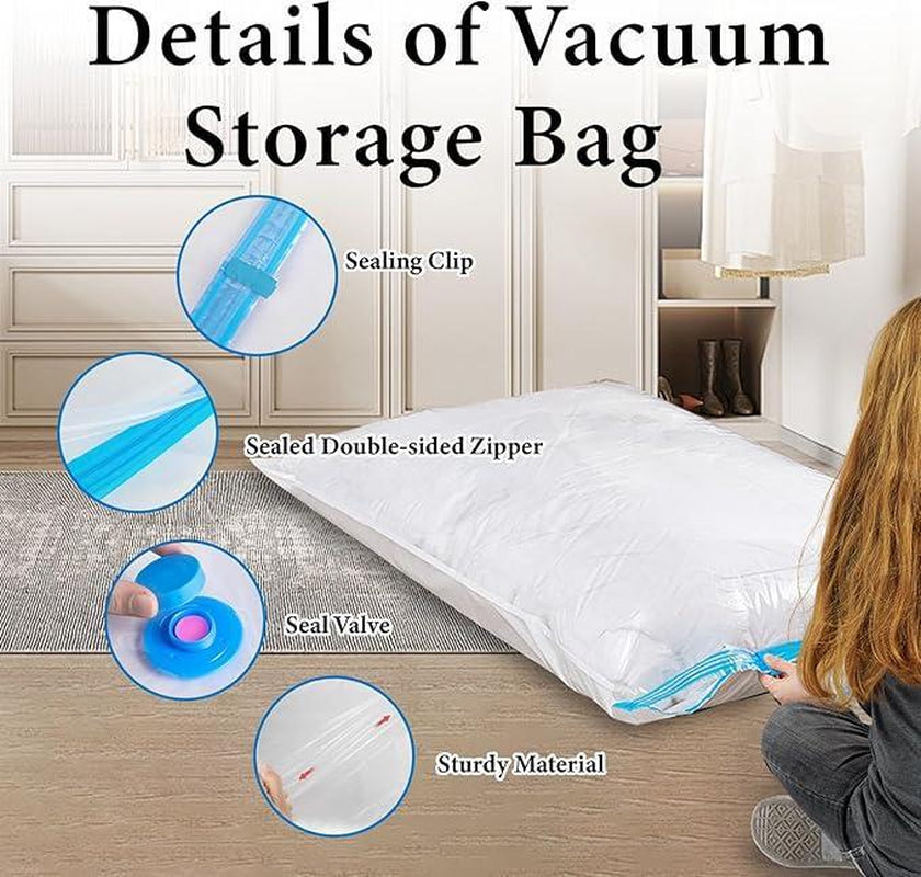 Ultimate 12 Pack Vacuum Storage Bags with Electric Pump - Extra Thick, Reusable & Odor-Free Space Savers for Clothes, Mattresses, Blankets, and More!