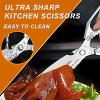 Heavy-Duty Stainless Steel Kitchen Scissors - Sharp All-Purpose Shears for Meat, Poultry, and More – Dishwasher Safe & Perfect for Father's Day!