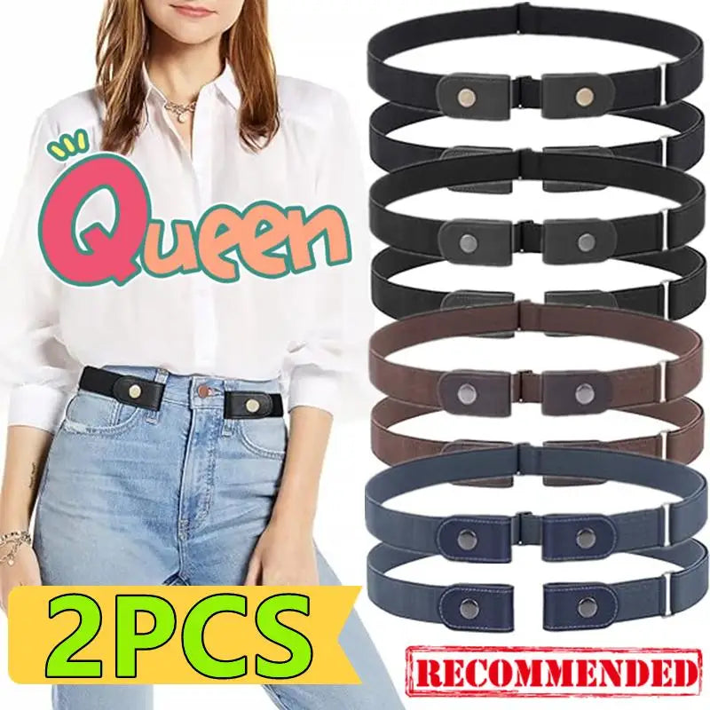 Buckle-Free Adjustable Stretch Elastic Waist Band for Men & Women - Invisible and Comfortable Belt for Jeans and Dresses