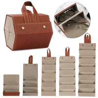 Versatile Multi-Slot Eyeglasses Organizer - Travel-Friendly PU Case for Sunglasses and Glasses Storage