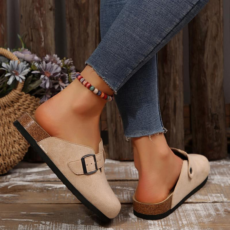 Unisex Suede Clogs with Leather Mules and Cork Footbed - Comfortable Slip-On Sandals