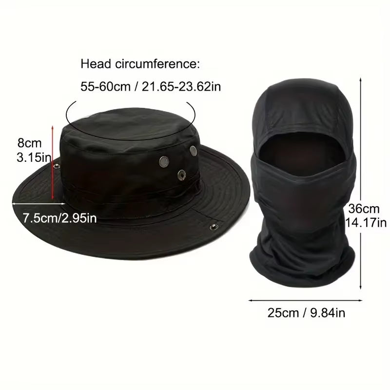 Versatile Camouflage Boonie Cap & Balaclava Hat Set - Foldable, Soft, and Ideal for Outdoor Hunting, Fishing, and Sun Protection
