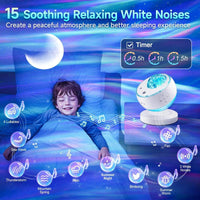 One Fire Northern Lights & Galaxy Projector - 16 Colors, 15 White Noises, Bluetooth Audio & Remote Timer for Bedroom & Living Room Night Light