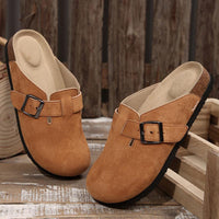 Unisex Suede Clogs with Leather Mules and Cork Footbed - Comfortable Slip-On Sandals