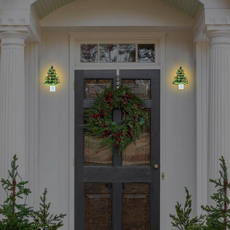 Ceramic Christmas Tree Night Light - 6" Nostalgic Green Decor for Bathroom & Holiday Cheer