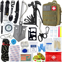 Survival Kit and First Aid Kit Professional Survival Gear Equipment with Molle Pouchfor Men Dad Husband Who Like Camping Outdoor
