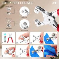 Ultimate Buttons & Pliers Tool Kit - 200 Metal Sewing Buttons & Snapfastener Pliers Set for Seamless Stitching, Perfect Gift for Your Wife!