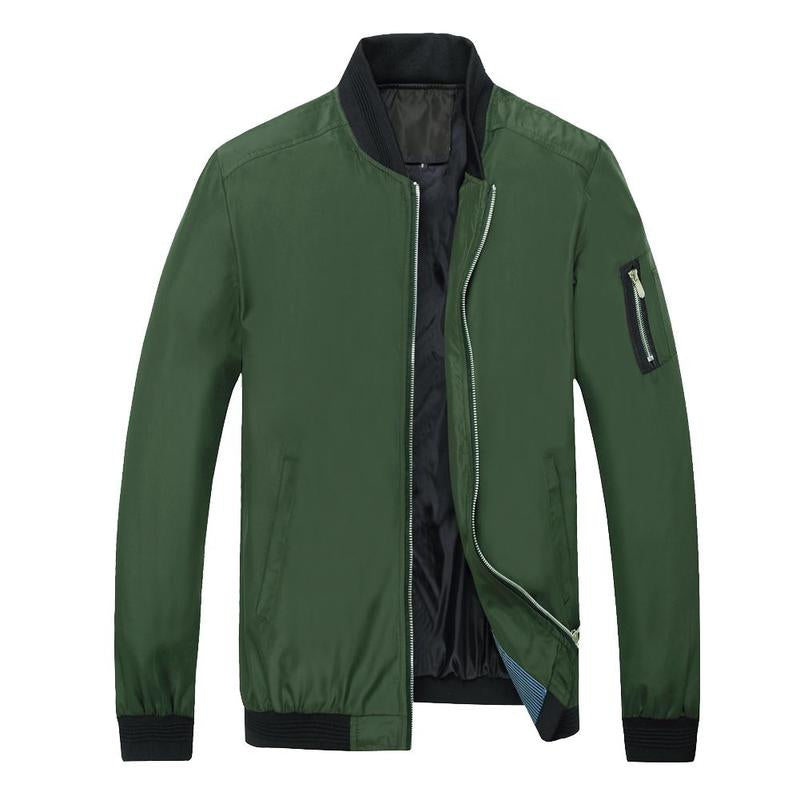 Lightweight Men's Bomber Jacket - Stylish Casual Zip Coat with Pockets for Spring & Autumn