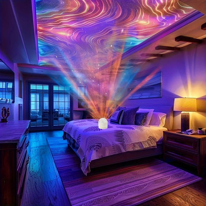 Dynamic Aurora & Water Ripple Projector Light - 2 Count USB LED Color Changing Ambience with Remote for Modern Home Decor
