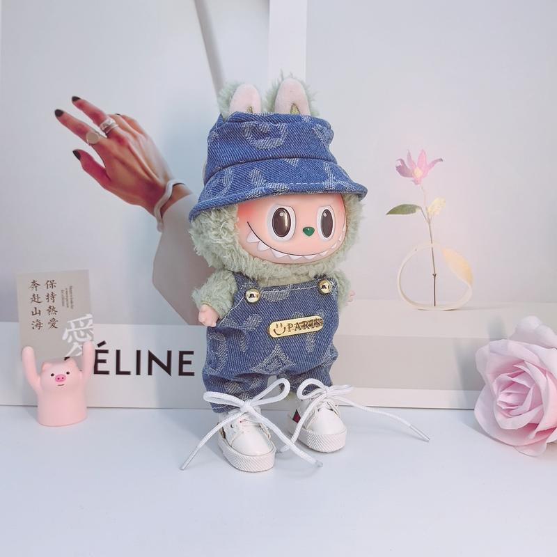 Labubu Fashion Miniature Outfit Set – Trendy Suspender Pant Replacement & Purse for 12" Oak Small Dolls – Blind Box Surprise!