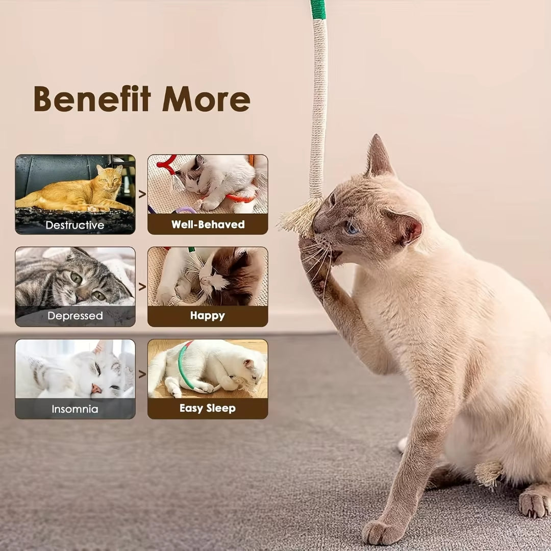 Cotton Cat Chew Toy - Interactive Catnip Rope for Teeth Cleaning and Nibbling Fun!