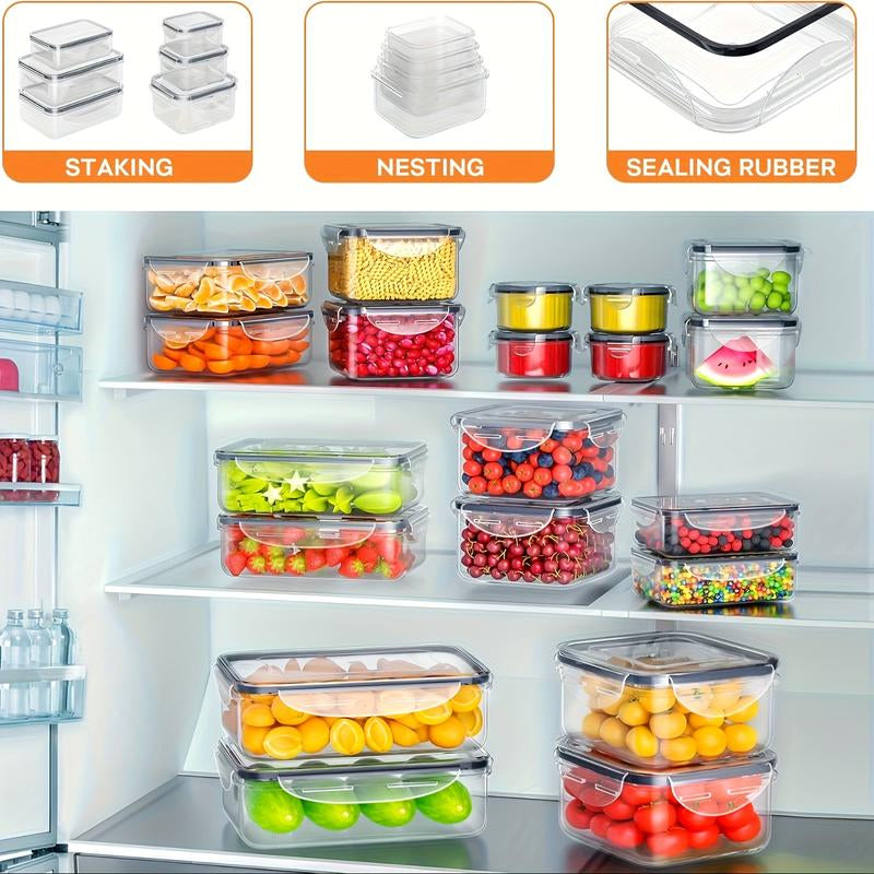 50-Piece Essential Food Storage Box Set with 24 Lids - High-Quality Sealed Containers for Kitchen, Pantry, Travel & Picnics - Includes Labels and Markings