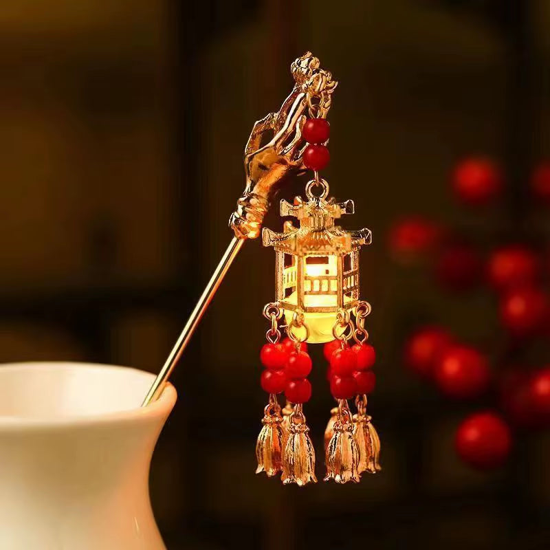 Elegant Chinese Rabbit Lantern Hair Pins - Traditional Hanfu Hair Accessories for Women and Kids