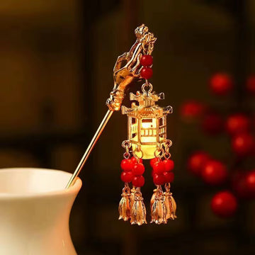Elegant Chinese Rabbit Lantern Hair Pins - Traditional Hanfu Hair Accessories for Women and Kids