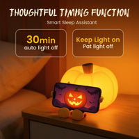 Adorable Pumpkin Night Light - Rechargeable Silicone Touch Lamp for Halloween Decor & Fun Office Vibes