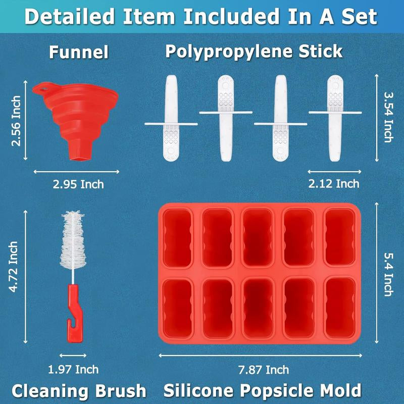 10-Cavity Silicone Popsicle Molds - Fun DIY Ice Pop Maker for Kids & Adults, BPA Free for Yummy Treats & Party Delights