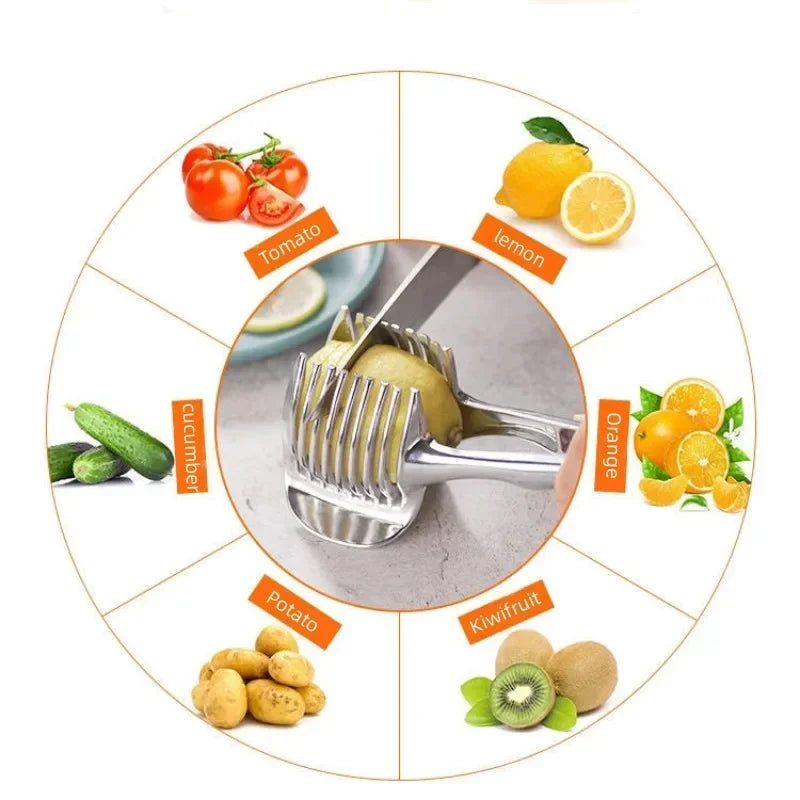Ultimate Stainless Steel Onion Holder & Vegetable Slicer - Safe & Handy Kitchen Gadget for Effortless Cutting