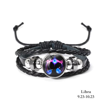 Luminous Zodiac Sign Charm Bracelets for Men & Women - Vintage Multilayer Leather Wrap - Perfect Birthday Gift