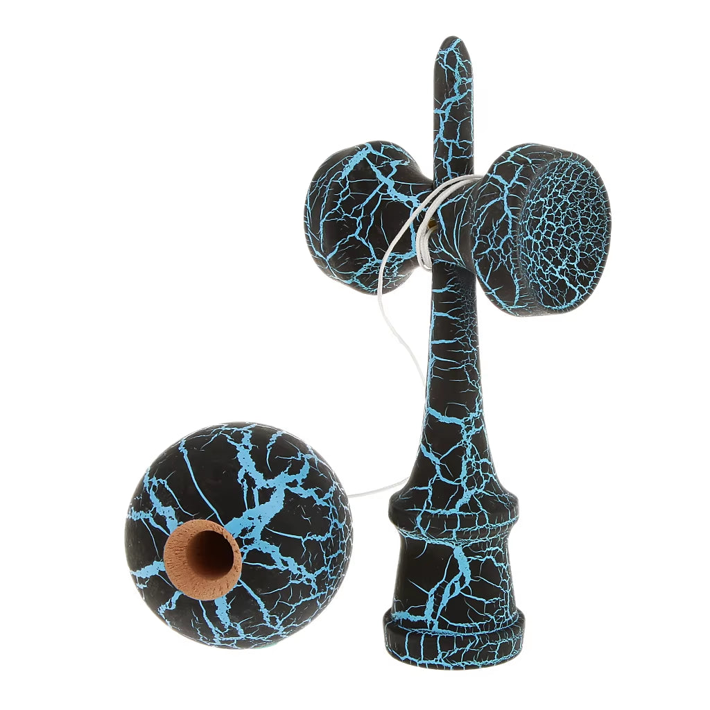 Traditional Japanese Kendama - Full Crackle Paint Wooden Skill Ball Game for Kids