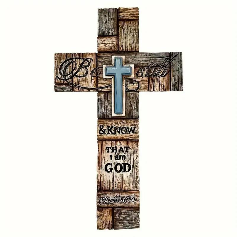 Elegant Wooden Cross Wall Art - Inspirational Bible Verse Decor for Prayer Rooms & Home, Perfect Christian Gift for Any Occasion