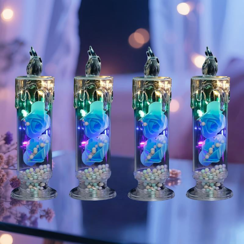 4-Pack Pink Flameless LED Candles – Perfect Romantic Decor for Valentine's Day, Weddings, Proposals, Birthdays, Dinners, and More!