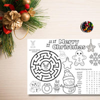 50 Pack Christmas Coloring Placemats for Kids – Fun Holiday Dinner Activity with 10 Unique Designs (11x17)
