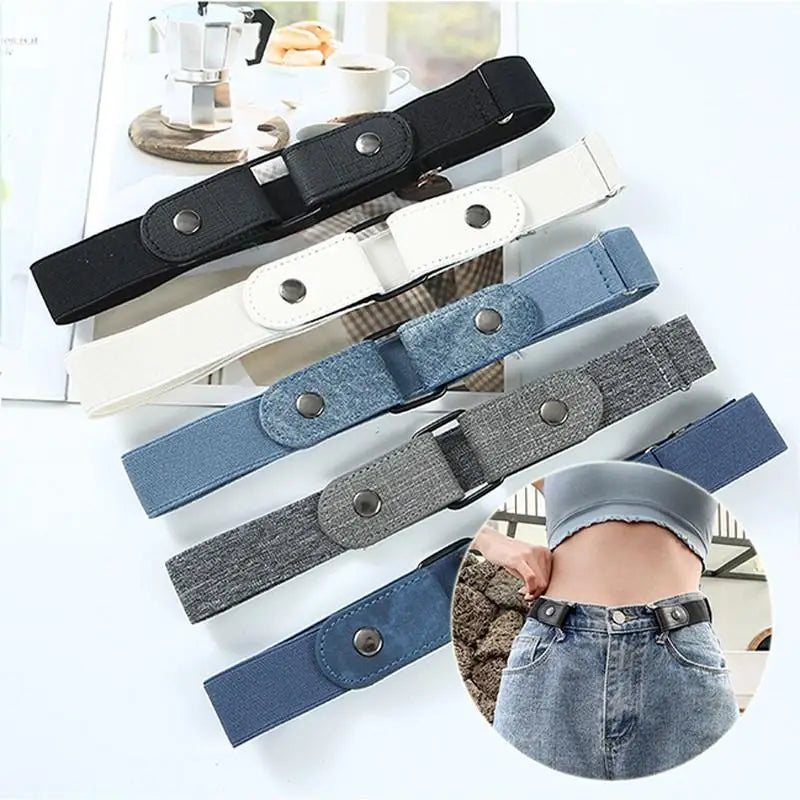 Buckle-Free Adjustable Stretch Elastic Waist Band for Men & Women - Invisible and Comfortable Belt for Jeans and Dresses