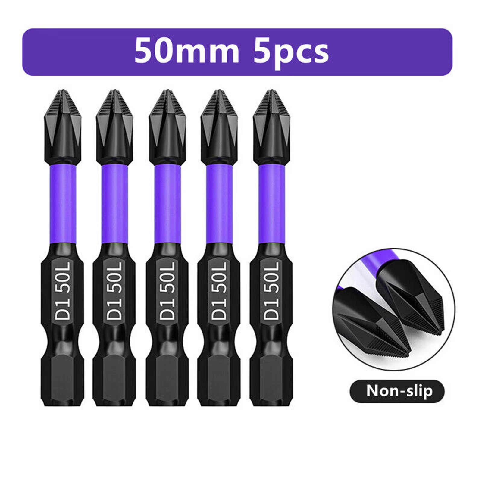 D1 Premium Shock-Proof Magnetic Screwdriver Bits Set - High Hardness PH2 in 25/50/65/70/90/150mm