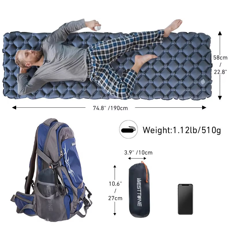 Ultralight Portable Camping Sleeping Pad - Inflatable Air Mattress for Outdoor Travel and Hiking