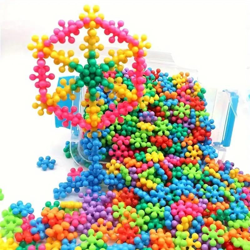 Vibrant 3D Snowflake Puzzle Building Blocks - Fun DIY Educational Toy for Creative Minds, Perfect Birthday Gift!