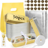 100 Mini Loaf Pans with Lids & Spoons - Disposable 6.8oz Baking Tins for Individual Cakes & Breads - Perfect for Parties & Gifts!
