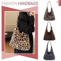 Chic Leopard Print Plush Hobo Bag - Stylish & Spacious Shoulder Purse for Commuting