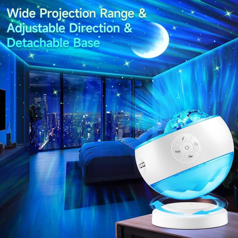 One Fire Northern Lights & Galaxy Projector - 16 Colors, 15 White Noises, Bluetooth Audio & Remote Timer for Bedroom & Living Room Night Light