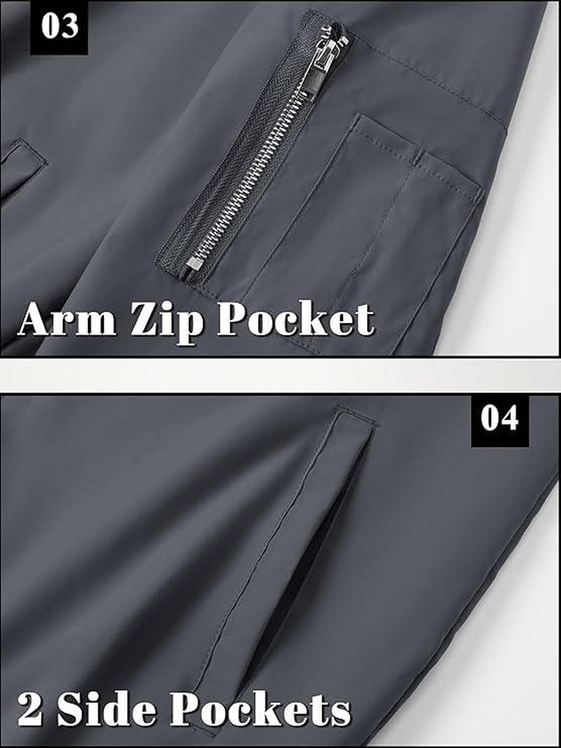Lightweight Men's Bomber Jacket - Stylish Casual Zip Coat with Pockets for Spring & Autumn
