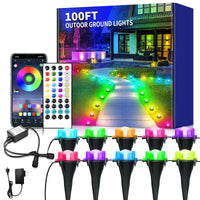 Color Changing RGB Outdoor Ground Lights - Smart Remote & App Control, IP67 Waterproof Pathway Lighting for Garden, Lawn & Holiday Parties