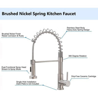 Brushed Nickel Kitchen Faucet with Pull-Down Sprayer - Modern Stainless Steel Single Handle for Farmhouse, RV, and Outdoor Use