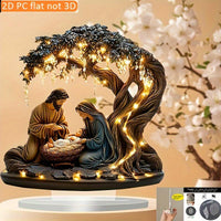 Charming 2D Flat Christmas Scene Desktop Decoration - Perfect for Home, Office & Holiday Gifting!