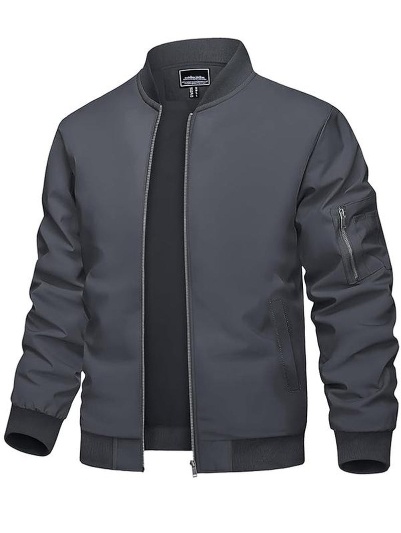 Lightweight Men's Bomber Jacket - Stylish Casual Zip Coat with Pockets for Spring & Autumn