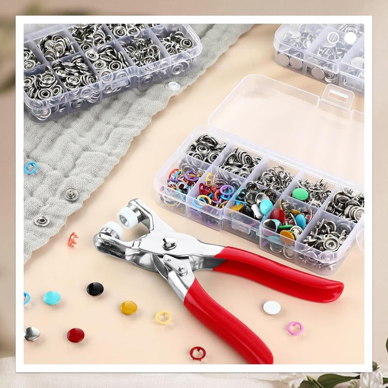 Ultimate Buttons & Pliers Tool Kit - 200 Metal Sewing Buttons & Snapfastener Pliers Set for Seamless Stitching, Perfect Gift for Your Wife!