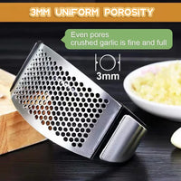 Stainless Steel Garlic Press & Chopper - Essential Kitchen Gadget for Easy Garlic Crushing and Vegetable Chopping