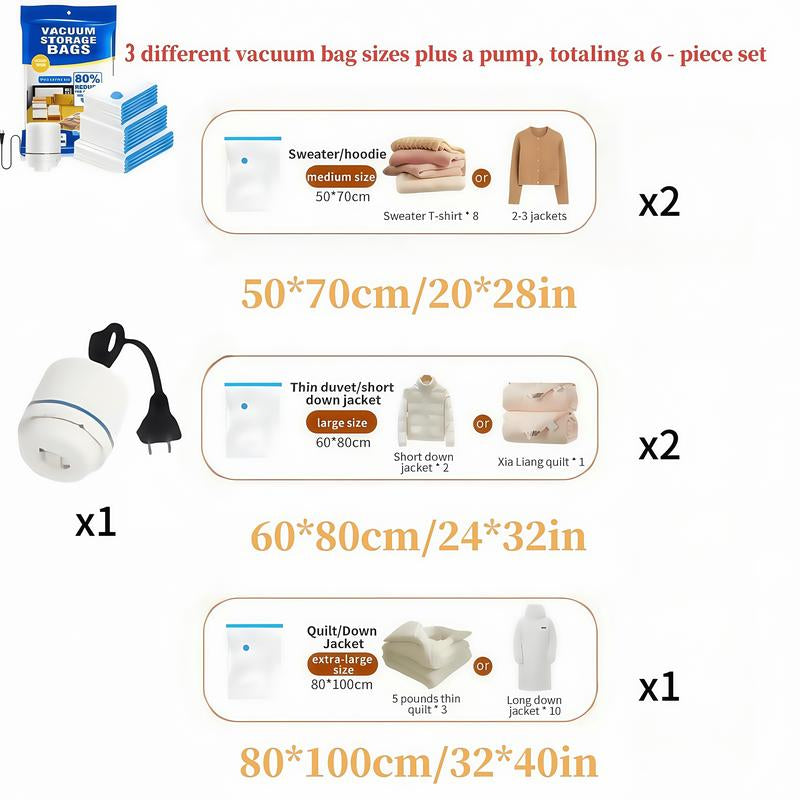 Ultimate 12 Pack Vacuum Storage Bags with Electric Pump - Extra Thick, Reusable & Odor-Free Space Savers for Clothes, Mattresses, Blankets, and More!