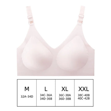 Seamless Wireless Bra for Women - Comfortable Jelly Color Breastfeeding Lingerie with Deep V Gather