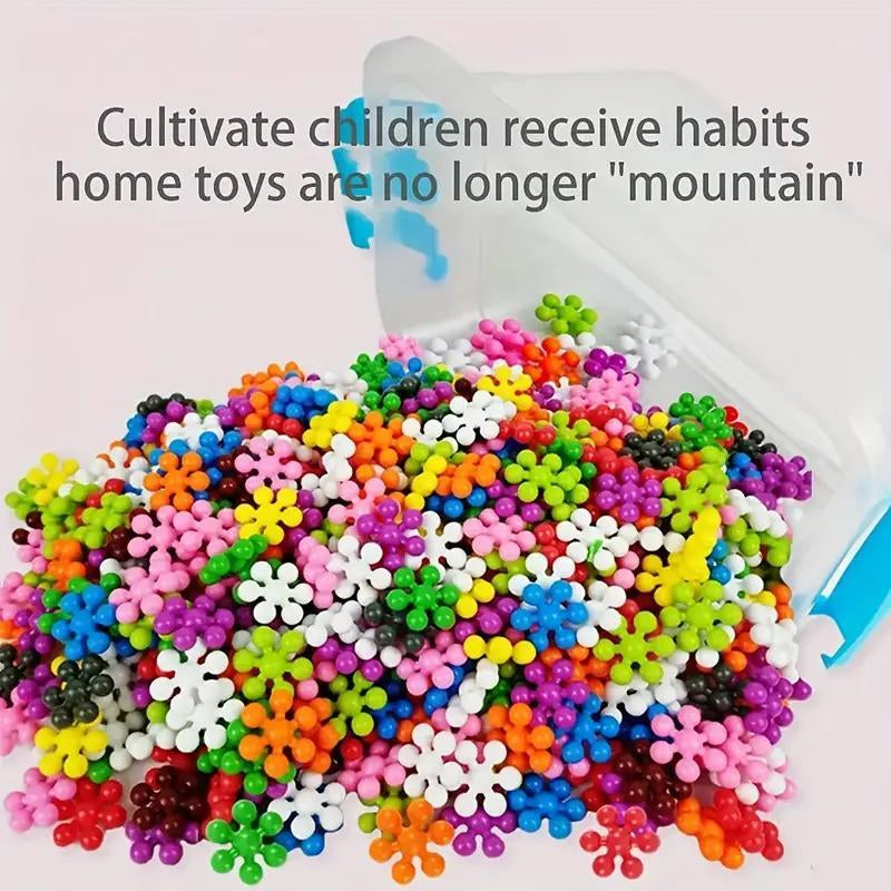 Vibrant 3D Snowflake Puzzle Building Blocks - Fun DIY Educational Toy for Creative Minds, Perfect Birthday Gift!