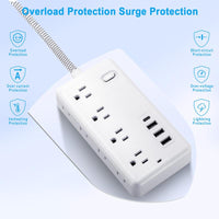 Ultimate Surge Protector Power Strip with 8 AC Outlets & 4 USB Chargers - 5Ft Braided Extension Cord for Home & Office Essentials